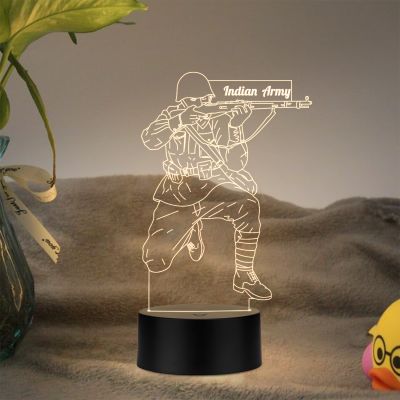 3D Illusion Indian Army Soldier Led Night Light lamp with Warm White Light Gift For Soldier